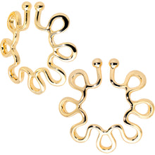 Load image into Gallery viewer, Gold Tone Trippy Flower Clip On Fake Nipple Ring Set
