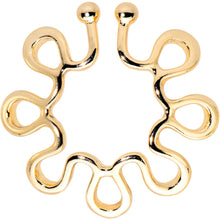 Load image into Gallery viewer, Gold Tone Trippy Flower Clip On Fake Nipple Ring Set
