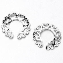 Load image into Gallery viewer, Filigree Hearts Clip On Fake Nipple Ring Set
