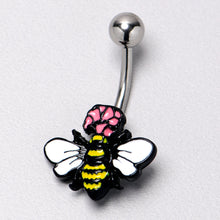 将图片加载到图库查看器，Busy Bee Flower Belly Ring
