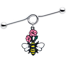 Load image into Gallery viewer, 14G Busy Bee Flowers Dangle Project Bar 38mm
