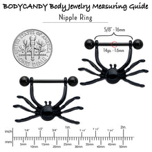 Load image into Gallery viewer, 14G 9/16 Black Leggy Spiders Nipple Shield Set
