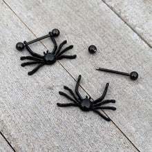 Load image into Gallery viewer, 14G 9/16 Black Leggy Spiders Nipple Shield Set
