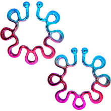 将图片加载到图库查看器，Rainbow Trippy Flower Clip On Fake Nipple Ring Set
