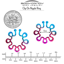 将图片加载到图库查看器，Rainbow Trippy Flower Clip On Fake Nipple Ring Set
