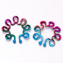 将图片加载到图库查看器，Rainbow Trippy Flower Clip On Fake Nipple Ring Set
