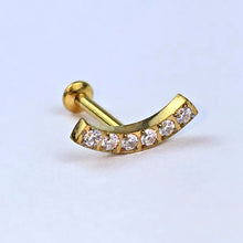Load image into Gallery viewer, 16G 5/16 Gold PVD Stainless Steel Threadless Curved Push In Tragus Labret
