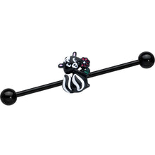 Load image into Gallery viewer, 14G Black Funky Skunk Industrial Barbell 38mm
