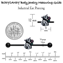 Load image into Gallery viewer, 14G Black Funky Skunk Industrial Barbell 38mm
