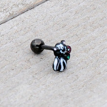Load image into Gallery viewer, 16G 1/4 Black Funky Skunk Cartilage Tragus Earring
