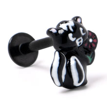 Load image into Gallery viewer, 16G 5/16 Black Funky Skunk Labret Monroe Tragus
