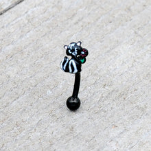 Load image into Gallery viewer, 16G 5/16 Black Funky Skunk Curved Eyebrow Ring
