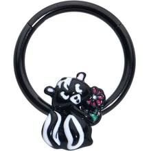 Load image into Gallery viewer, 16G 3/8 Black Funky Skunk Hinged Segment Ring
