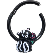 Load image into Gallery viewer, 16G 3/8 Black Funky Skunk Hinged Segment Ring
