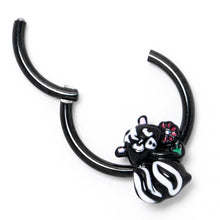Load image into Gallery viewer, 16G 3/8 Black Funky Skunk Hinged Segment Ring
