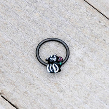 Load image into Gallery viewer, 16G 3/8 Black Funky Skunk Hinged Segment Ring
