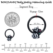 Load image into Gallery viewer, 16G 3/8 Black Funky Skunk Hinged Segment Ring
