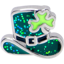 Load image into Gallery viewer, Glitter Top Hat Shamrock St Patricks Barbell Tongue Ring
