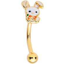 Load image into Gallery viewer, 16G 5/16 Gold Tone Cutie Easter Bunny Curved Eyebrow Ring
