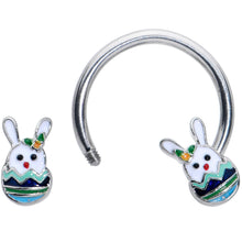 Load image into Gallery viewer, 16G 3/8 Easter Egg Bunny Horseshoe Circular Barbell

