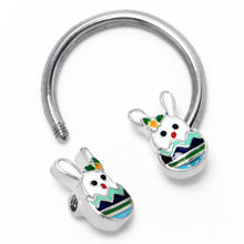 Load image into Gallery viewer, 16G 3/8 Easter Egg Bunny Horseshoe Circular Barbell

