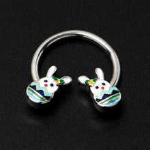 Load image into Gallery viewer, 16G 3/8 Easter Egg Bunny Horseshoe Circular Barbell

