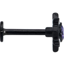 Load image into Gallery viewer, 16G 5/16 Purple Gem Black Scrolling Hearts Labret Monroe Tragus
