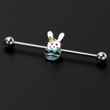 将图片加载到图库查看器，14G Easter Egg Bunny Industrial Barbell 38mm
