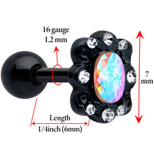 Load image into Gallery viewer, 16G 1/4 Aurora Gem Black Filigree Fantasy Cartilage Tragus Earring
