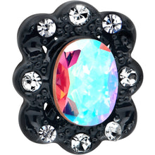 Load image into Gallery viewer, 16G 5/16 Aurora Gem Black Filigree Fantasy Labret Monroe Tragus
