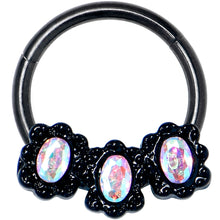 将图片加载到图库查看器，16G 3/8 Aurora Gem Black Magical Ovals Hinged Segment Ring
