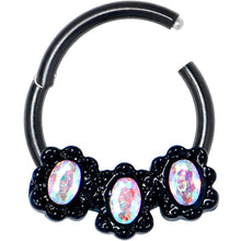 将图片加载到图库查看器，16G 3/8 Aurora Gem Black Magical Ovals Hinged Segment Ring
