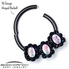 将图片加载到图库查看器，16G 3/8 Aurora Gem Black Magical Ovals Hinged Segment Ring
