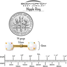 Load image into Gallery viewer, 14G 1/2 White Synthetic Opal Gold Tone Threadless Nipple Ring Set
