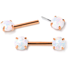 将图片加载到图库查看器，14G 1/2 White Synthetic Opal Rose Hue Threadless Nipple Ring Set
