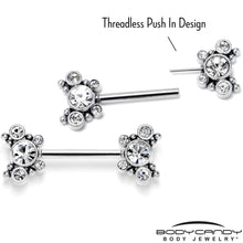 Load image into Gallery viewer, 14G 9/16 Clear CZ Gem Circles Threadless Barbell Nipple Ring Set
