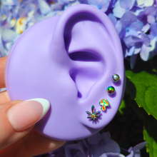Load image into Gallery viewer, 16G 1/4 Rainbow Pot Leaf Mushroom Cartilage Earring Curation Set of 4
