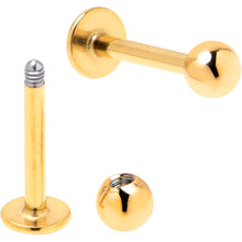 Load image into Gallery viewer, 16G 5/16 Clear Gem Gold Tone Bee Honeycomb Black Labret Set of 4
