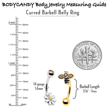 Load image into Gallery viewer, Clear Yellow Gem Gold Tone Bee Flower Belly Ring Set of 4

