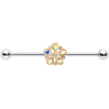 Load image into Gallery viewer, 14G Aurora Gem Filigree Flower Fantasy Industrial Barbell 38mm
