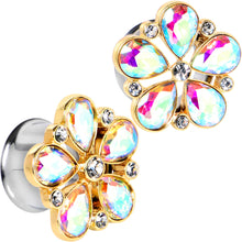 Load image into Gallery viewer, Gem Filigree Flower Fantasy Double Flare Plug Set Sizes 6mm to 25mm

