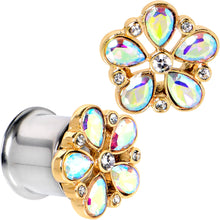 Load image into Gallery viewer, Gem Filigree Flower Fantasy Double Flare Plug Set Sizes 6mm to 25mm
