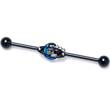 Load image into Gallery viewer, 14G Aurora Gem Black Saturn Space Moon Industrial Barbell 38mm
