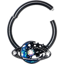 将图片加载到图库查看器，16G 3/8 Aurora Gem Black Saturn Space Moon Hinged Segment Ring
