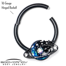 将图片加载到图库查看器，16G 3/8 Aurora Gem Black Saturn Space Moon Hinged Segment Ring
