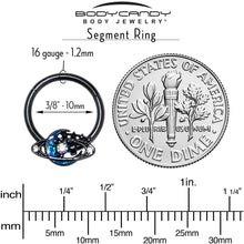 将图片加载到图库查看器，16G 3/8 Aurora Gem Black Saturn Space Moon Hinged Segment Ring
