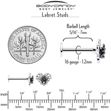 Load image into Gallery viewer, 16G 5/16 Clear CZ Gem Heart of Spider Labret Monroe Tragus
