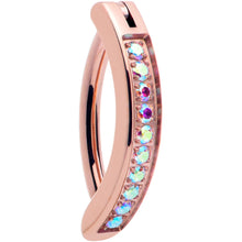 Load image into Gallery viewer, 14G 3/8  Rose Implant Grade Titanium CZ Paved Hinged Hoop Belly Ring

