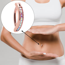 Load image into Gallery viewer, 14G 3/8  Rose Implant Grade Titanium CZ Paved Hinged Hoop Belly Ring
