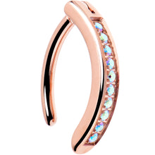 Load image into Gallery viewer, 14G 3/8  Rose Implant Grade Titanium CZ Paved Hinged Hoop Belly Ring
